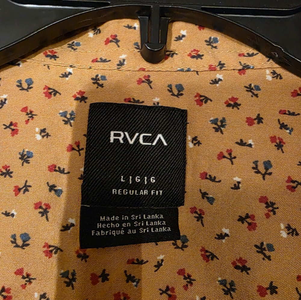 Mens Floral RVCA Button Down - Picture 3 of 4